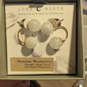 NIB Luna Norte Moonstone Gold Plated Earrings